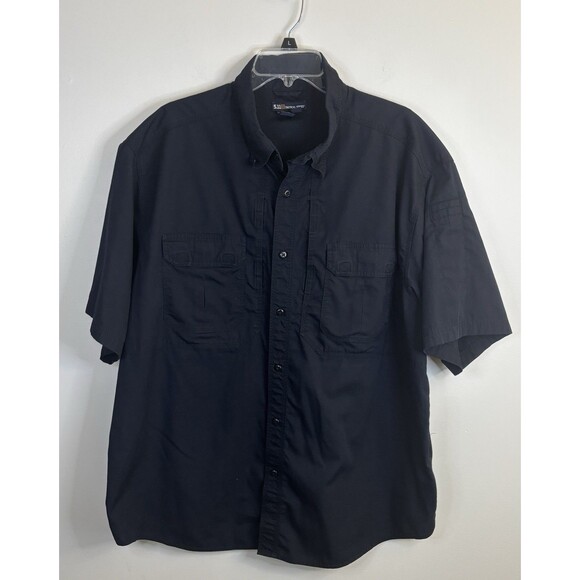 5.11 Tactical Taclite Pro Short Sleeve Button Up Black Shirt Men 2XL Workwear - Picture 2 of 12